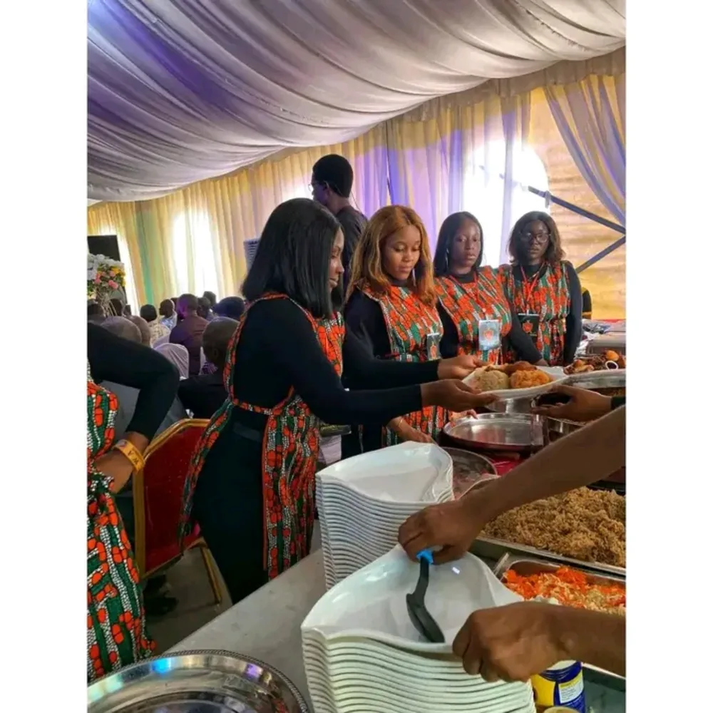 Event hospitality team serving guests
